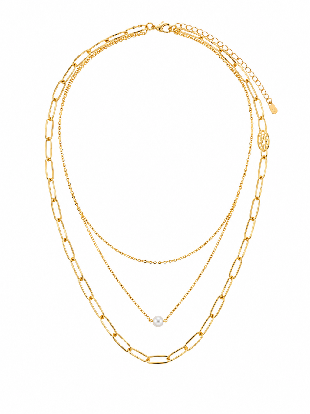 Gold Layered Pearl Necklace Set
