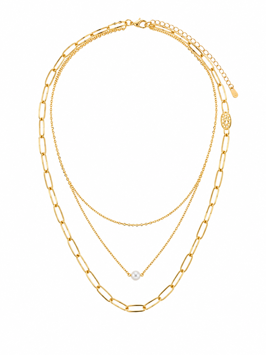 Gold Layered Pearl Necklace Set