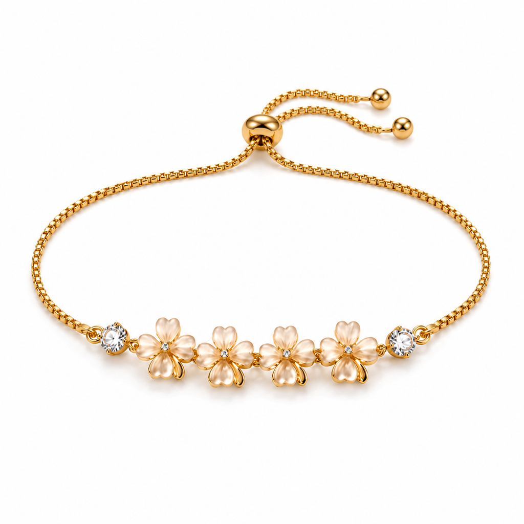 Gold Floral Crystal Bracelet