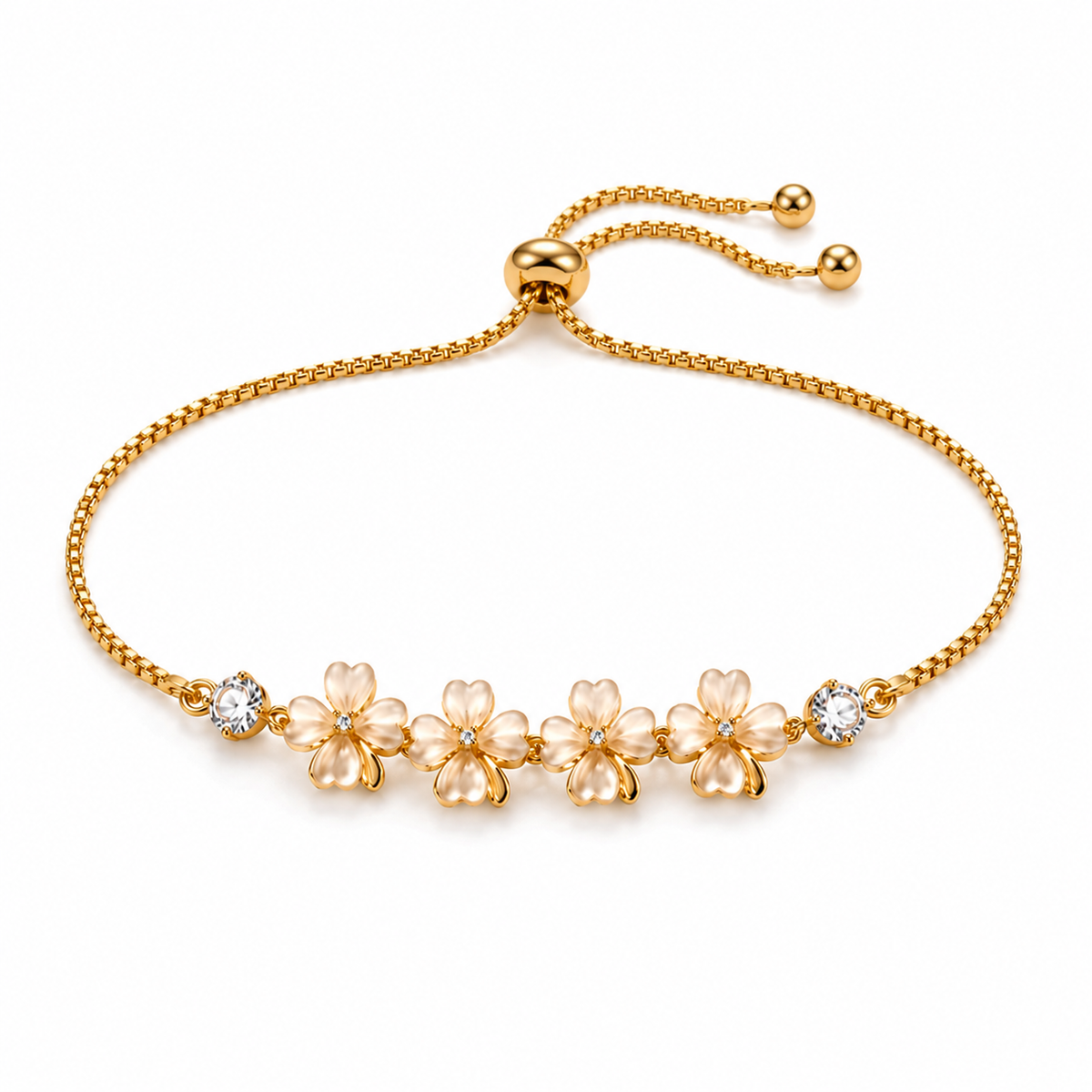 Gold Floral Crystal Bracelet