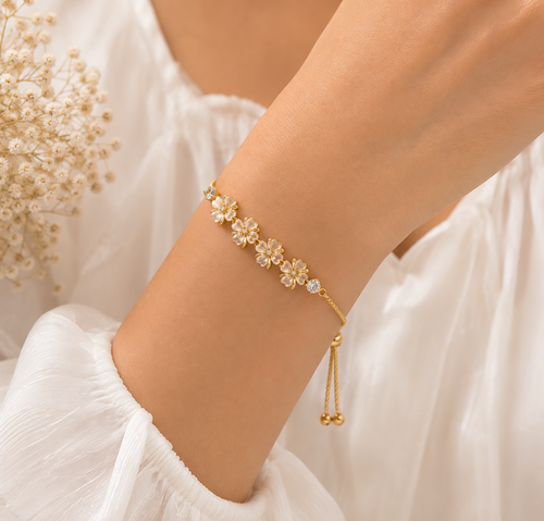 Gold Floral Crystal Bracelet