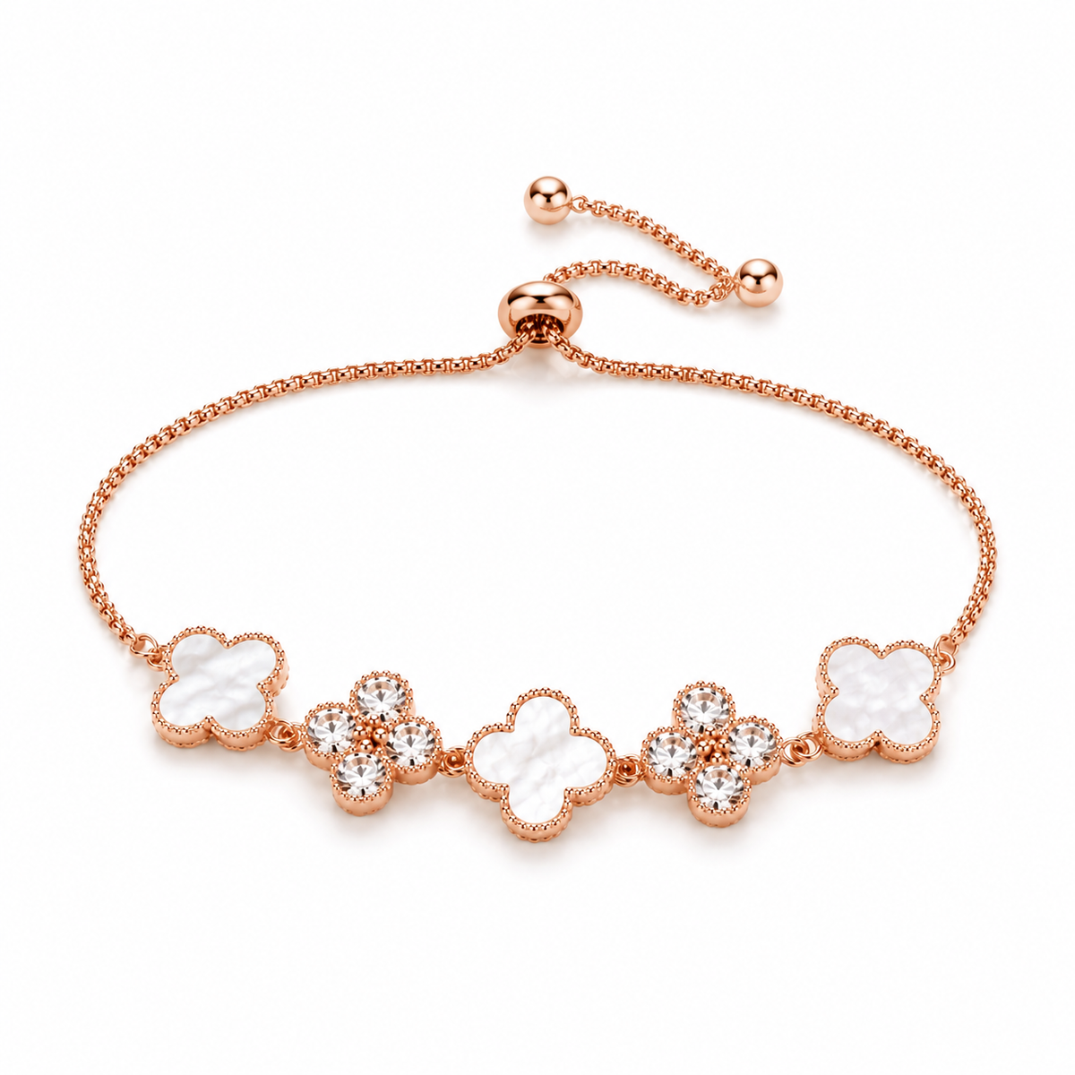 Rose Gold Floral Mother-of-Pearl Bracelet