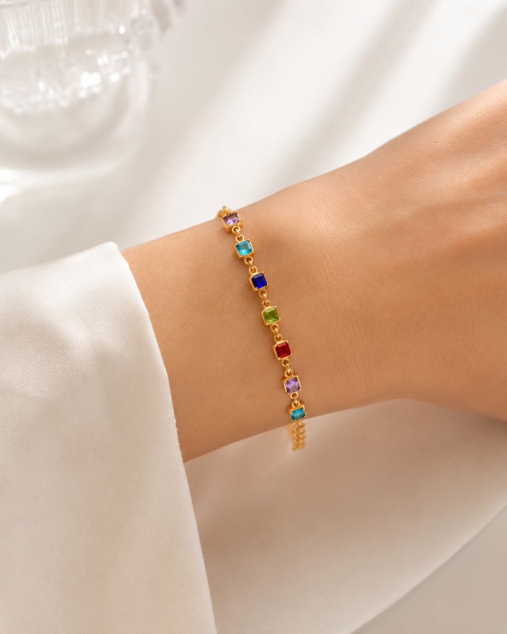 Multicolor Gemstone Chain Bracelet