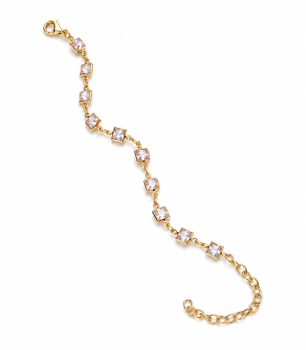 Gold Square Crystal Bracelet