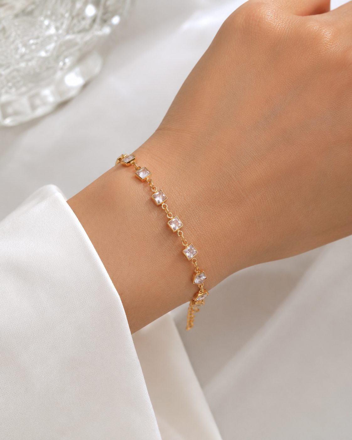 Gold Square Crystal Bracelet