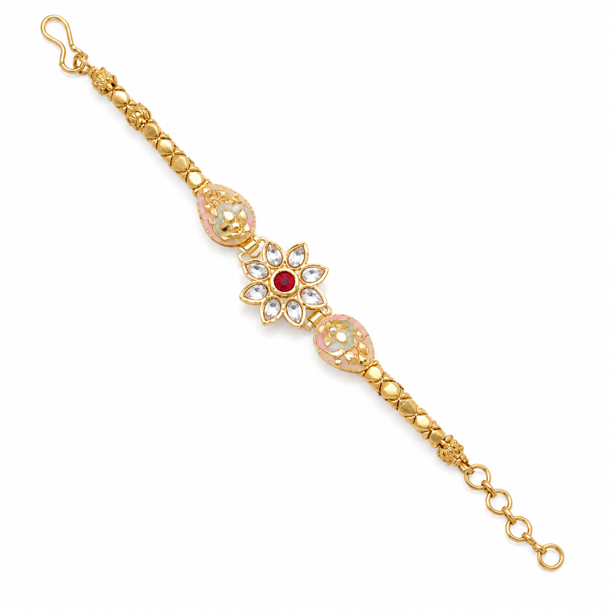 Gold Floral Ruby Bracelet