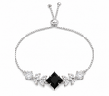 Silver Black Onyx Leaf Bracelet