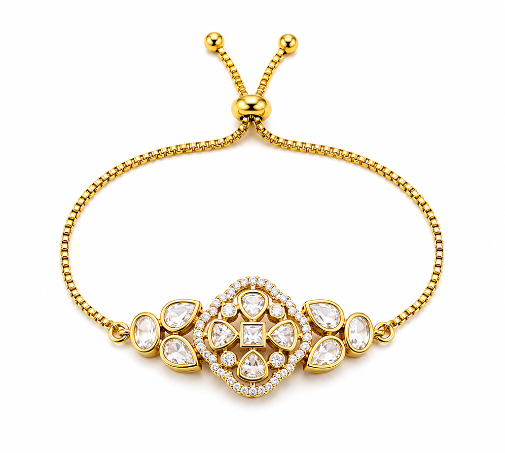 Gold Floral Crystal Bracelet