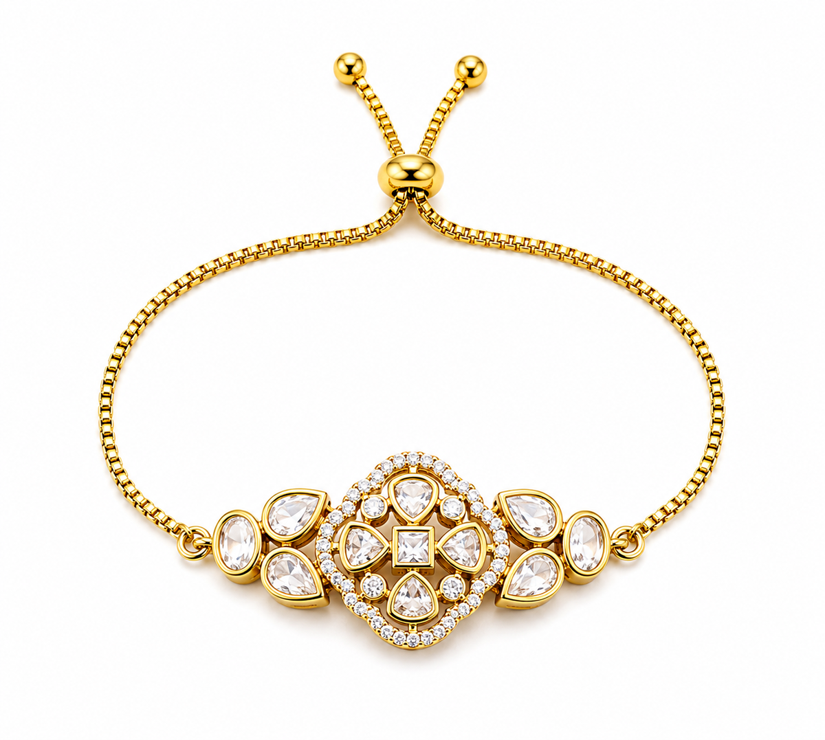Gold Floral Crystal Bracelet