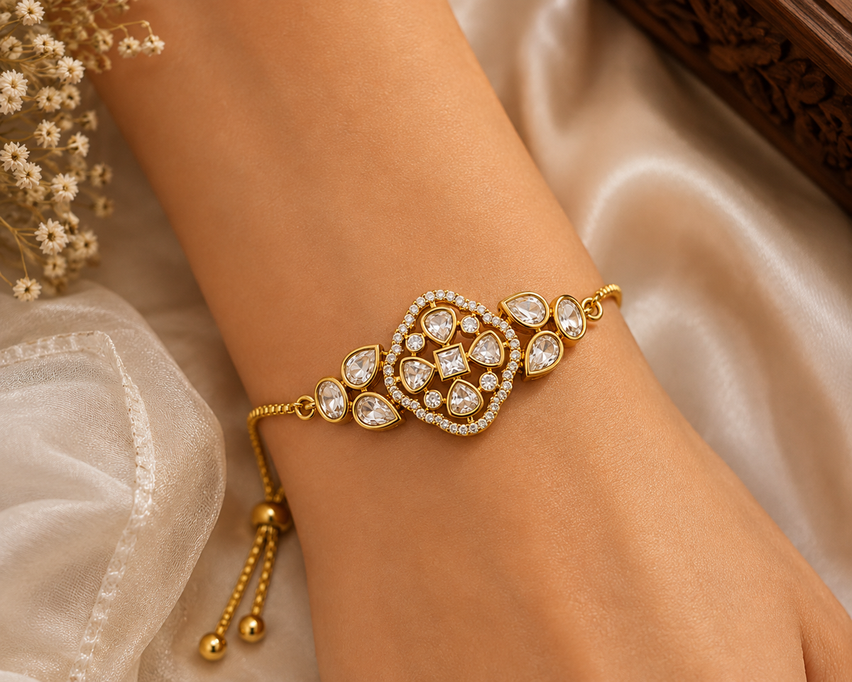 Gold Floral Crystal Bracelet