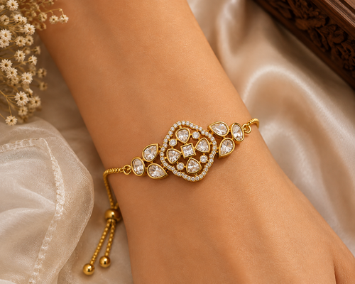 Gold Floral Crystal Bracelet