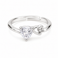 Silver Heart Crystal Ring