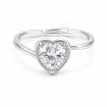 Silver Heart Halo Ring