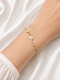 Pearl Leaf Crystal Gold Bracelet