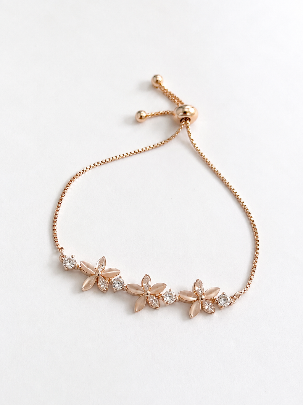 Rose Gold Floral Crystal Bracelet