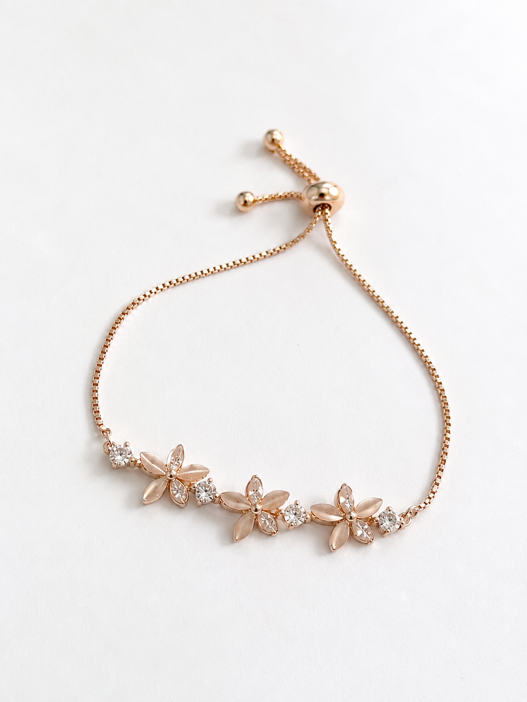 Rose Gold Floral Crystal Bracelet