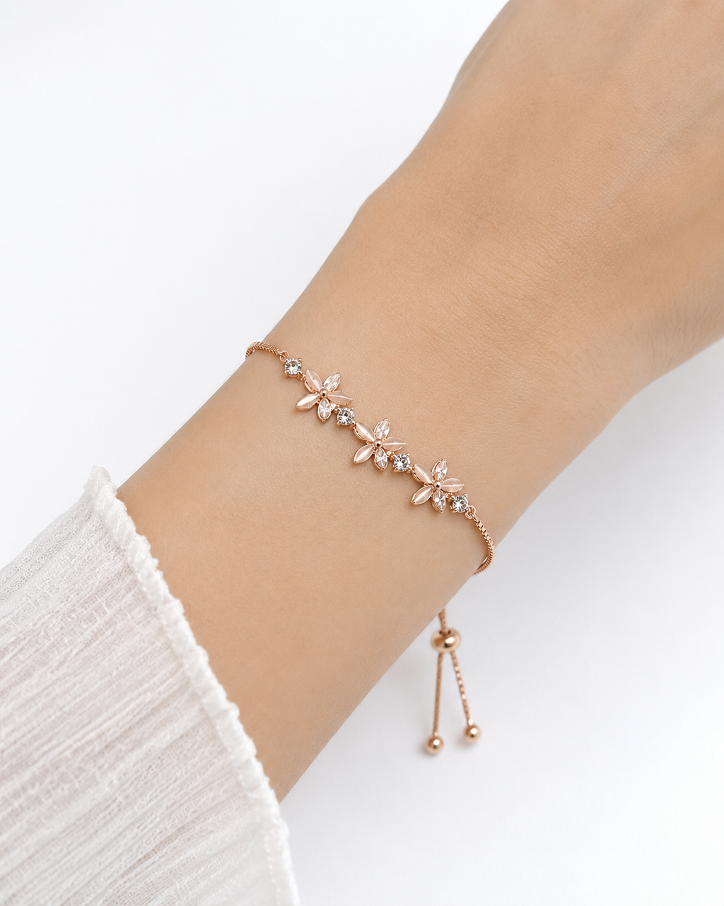 Rose Gold Floral Crystal Bracelet